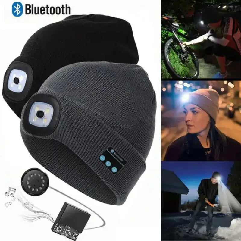 LED Bluetooth Beanie Hut mit Stereo-Musikplayer & Taschenlampe