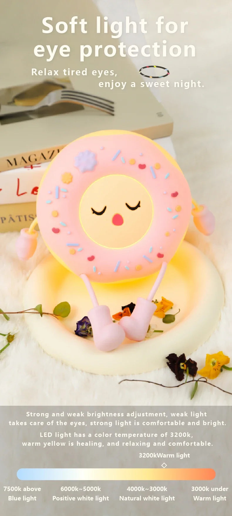 Donut LED Nachtlicht – Wiederaufladbare USB Tischlampe