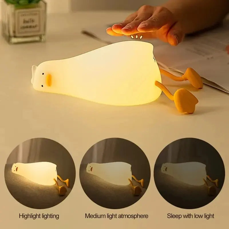 AmmToo LED Kinder Nachtlicht – Wiederaufladbare Silikon Enten-Lampe