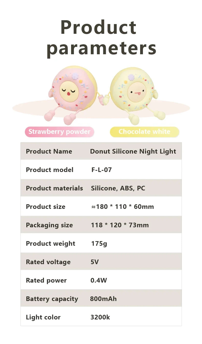 Donut LED Nachtlicht – Wiederaufladbare USB Tischlampe