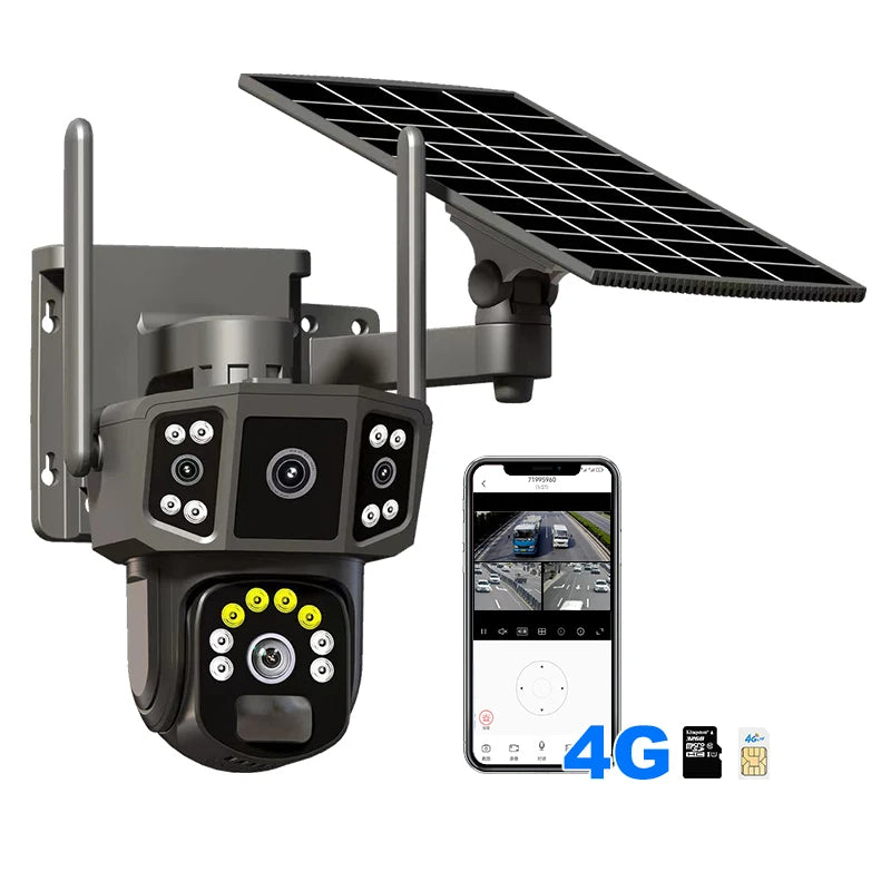 Solar Dome Kamera 4G/WiFi – PTZ Überwachungskamera mit Full Color Nachtsicht & PIR-Erkennung