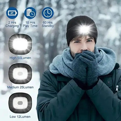 LED Bluetooth Beanie Hut mit Stereo-Musikplayer & Taschenlampe