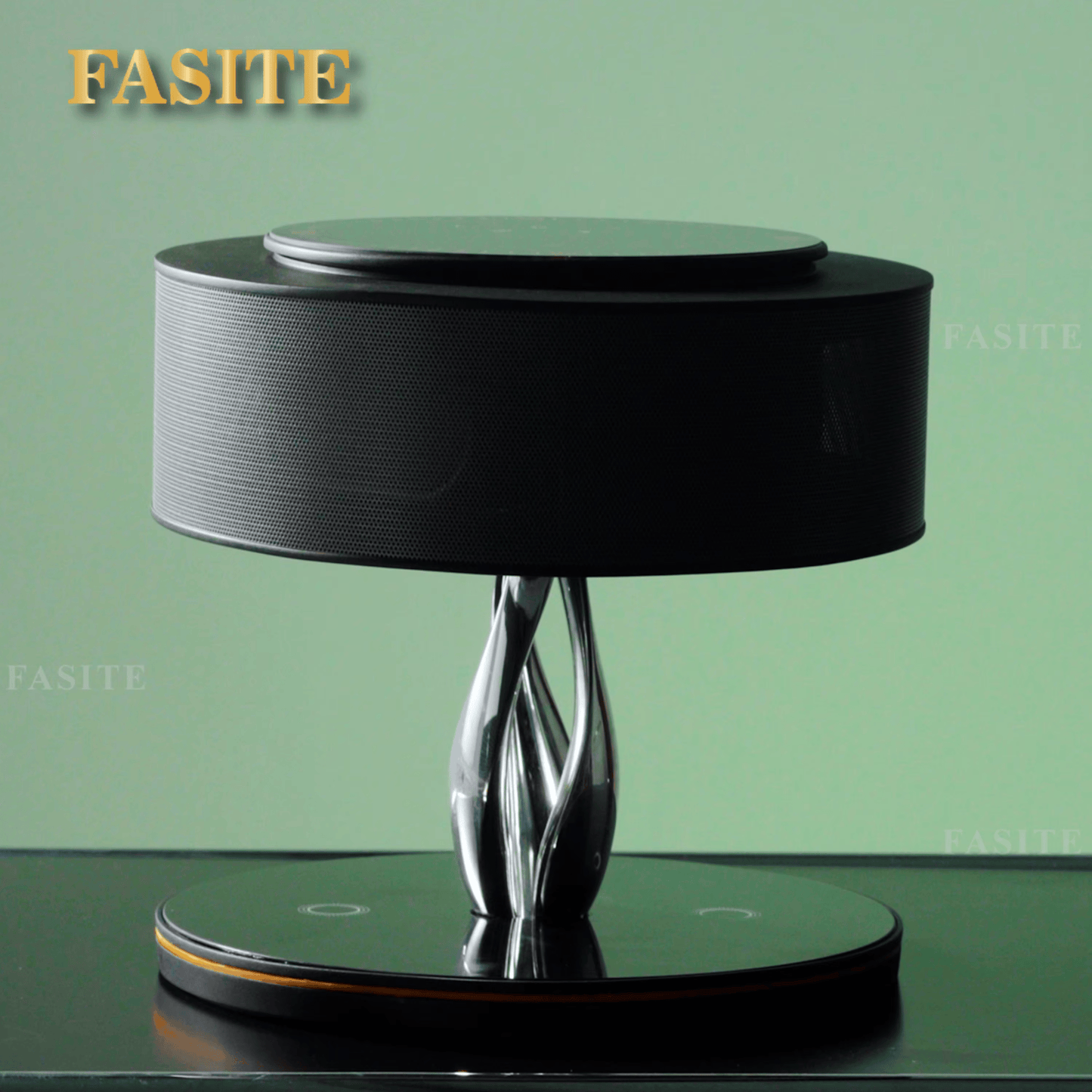 Smart LED Tischlampe mit BT Lautsprecher, Dual Wireless Charger & Dimmfunktion