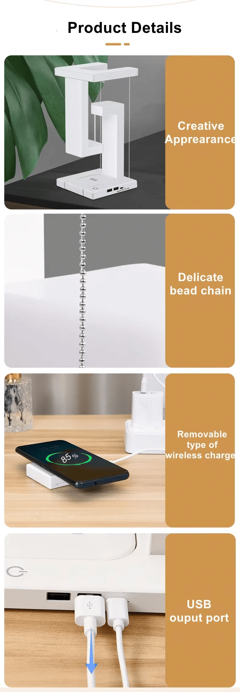 Schwebelampe mit 10W Wireless Charger – Deko & Licht für Zuhause