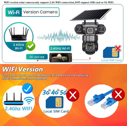 V380PRO 3-Linsen-WLAN-Solarkamera, 15 MP, 360°-Außenkamera, wasserdicht, Nachtsicht, Zwei-Wege-Audio, mobile Ortung, 4G-IP-Kamera